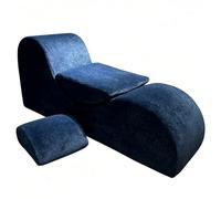 JS Space Silla de Yoga Ergonómica Convertible con Cojín Lumbar, Reposapiés y Bolsillo Lateral, Chaise Longue de Espuma con Funda Lavable, sin Montaje, para Estiramientos y Relajación Blue