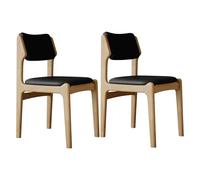 JS Space Silla Nordica Blanca Pack 2 Sillas Comedor Madera Modernas Silla Madera con Asiento Tapizado y Las piernas de Maciza para Comedor Sala de Estar Natural Wood+Black 2pcs