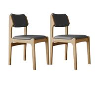 JS Space Silla Nordica Blanca Pack 2 Sillas Comedor Madera Modernas Silla Madera con Asiento Tapizado y Las piernas de Maciza para Comedor Sala de Estar Natural Wood+Dark Gray 2pcs