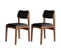 JS Space Silla Nordica Blanca Pack 2 Sillas Comedor Madera Modernas Silla Madera con Asiento Tapizado y Las piernas de Maciza para Comedor Sala de Estar Walnut+Black Lamb Wool 2pcs