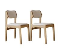 JS Space Silla Nordica Blanca Pack 2 Sillas Comedor Madera Modernas Silla Madera con Asiento Tapizado y Las piernas de Maciza para Comedor Sala de Estar Natural Wood+White 2pcs