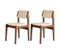 JS Space Silla Nordica Blanca Pack 2 Sillas Comedor Madera Modernas Silla Madera con Asiento Tapizado y Las piernas de Maciza para Comedor Sala de Estar Walnut+White Lamb Wool 2pcs