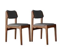 JS Space Silla Nordica Blanca Pack 2 Sillas Comedor Madera Modernas Silla Madera con Asiento Tapizado y Las piernas de Maciza para Comedor Sala de Estar Walnut+Dark Gray 2pcs