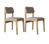 JS Space Silla Nordica Blanca Pack 2 Sillas Comedor Madera Modernas Silla Madera con Asiento Tapizado y Las piernas de Maciza para Comedor Sala de Estar Natural Wood+Light Gray 2pcs