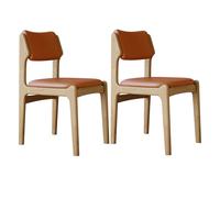 JS Space Silla Nordica Blanca Pack 2 Sillas Comedor Madera Modernas Silla Madera con Asiento Tapizado y Las piernas de Maciza para Comedor Sala de Estar Natural Wood+Orange 2pcs