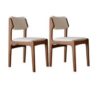JS Space Silla Nordica Blanca Pack 2 Sillas Comedor Madera Modernas Silla Madera con Asiento Tapizado y Las piernas de Maciza para Comedor Sala de Estar Walnut+White 2pcs