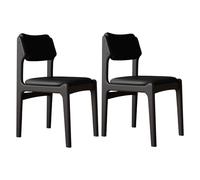 JS Space Silla Nordica Blanca Pack 2 Sillas Comedor Madera Modernas Silla Madera con Asiento Tapizado y Las piernas de Maciza para Comedor Sala de Estar Black+Black 2pcs