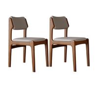 JS Space Silla Nordica Blanca Pack 2 Sillas Comedor Madera Modernas Silla Madera con Asiento Tapizado y Las piernas de Maciza para Comedor Sala de Estar Walnut+Light Gray 2pcs