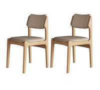 JS Space Silla Nordica Blanca Pack 2 Sillas Comedor Madera Modernas Silla Madera con Asiento Tapizado y Las piernas de Maciza para Comedor Sala de Estar Natural Wood+Khaki 2pcs