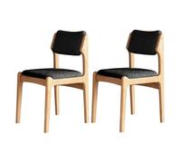 JS Space Silla Nordica Blanca Pack 2 Sillas Comedor Madera Modernas Silla Madera con Asiento Tapizado y Las piernas de Maciza para Comedor Sala de Estar Natural Wood+Black Lamb Wool 2pcs