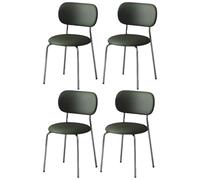 JS Space Sillas de Comedor Modernas Madera Maciza Set de 4, Respaldo Ergonómico, Patas Metálicas Estables para Cocina, Sala de Estar, Dormitorio y Restaurante Silver+Green 4pcs