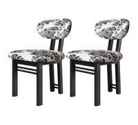 JS Space Sillas de Comedor Pack 2 Madera Sillas de Cocina Tapizada con Respaldo y Pata de Madera para Comedor Salón Dormitorio y Recepción Black+Pattern (Fabric) 2pcs