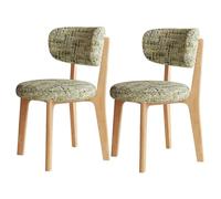 JS Space Sillas de Comedor Pack de 2 Sillas Cocina Nórdico Sillas Comedor Madera Modernas Silla Madera con pies de Maciza y cojín de Espuma Suave,para Sala de Estar Natural Wood+Green