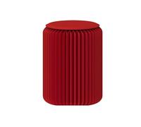 JS Space Taburete de Papel Kraft Plegable Moderno Portátil Mesa Auxiliar Redonda Multifuncional para Sala de Estar Red 32×37cm/12.60×14.57in