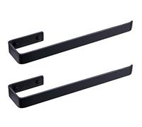 JS Toallero Barra para Baño Acero Inoxidable Montado en la Pared 40CM Acabado Pulido Toalla Soporte Toalleros de aro para Baño y Cocina, Negro,2pz