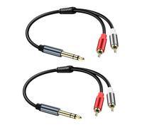 JSADKJ Cable de audio estéreo de 6,35 mm a 2 RCA Cable divisor de audio en Y de 1/4 pulgadas macho a 2 RCA macho Jack TRS de 1/4 pulgadas a 2 conectores RCA Cable de cableado para amplificador de 30