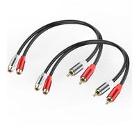 JSADZJK Cable Adaptador 2RCA Macho a Hembra - Audio Estéreo Chapado en Oro Rojo/Blanco - Conector Jack Plug Extensor para Video, Subwoofer y Audio Auxiliar - 0.98Ft