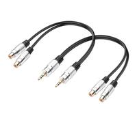 JSADZKJ 2PCS 3.5mm a Dual RCA Audio Cable,3.5mm Hembra a 2 RCA Hembra Y-Splitter Audio Cable,1/8 a 2RcA AUX Adaptador Audio Cable para Smartphone/MP3/Laptop 9.8in (Macho a Hembra)