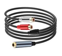 JSADZKJ Cable de audio de 6,35 mm a 2 RCA hembra dual RCA a 1/4 TRS hembra, cable de altavoz de audio chapado en oro, 6,35 mm TRS estéreo a 2 RCA Phono, cable de audio de 5,9 pies