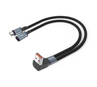 JSADZKJ Cable divisor USB a doble tipo C de 90 grados, cable de extensión divisor USB-A con conector tipo C macho y hembra, 1 en 2 salidas para teléfono 15/16, laptop, tablet, banco de energía, coche