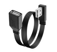 JSADZKJ Cable USB 2.0 de 90 grados, USB A macho a hembra, cable corto plano, compatible con carga/transferencia en ángulo izquierdo, para laptop, TV, teclado, impresora