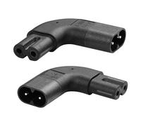 JSADZKJ IEC 320 C8 a C7 Adaptador de 90 Grados C8 Macho a C7 Hembra AC Figura 8 Enchufe del Cable de alimentación, para Ordenadores portátiles impresoras escáneres 2 PCS (Curva a la Izquierda)