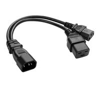 JSADZKJ IEC320 C14 a C13 y C19 PC Power Cable Corto 1 a 2 Adaptador 15A 125V IEC C14 Plug a C13 + C19 Socket Extensión AC Power Connector Splitter Cable, para PC PDU UPS Appliance, 32cm/12.6in