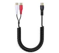 JSADZKJ RCA Cable de extensión en espiral RCA hembra a 2 RCA hembra Jack Audio Video Y Splitter Cable chapado en oro RCA a doble RCA Cable de audio estéreo para subwoofer TV DVD 35cm
