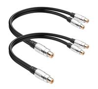 JSADZKJ RCA Jack Cable de audio estéreo,chapado en oro 1RCA macho a 2RCA hembra Y Splitter Cable Corto RCA Y Splitter Cable de extensión para DVD,HDTV,cine en casa 0.82ft (Hembra a 2 Hembra)