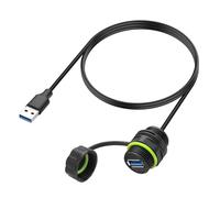 JSADZKJ USB 3.0 macho a hembra de montaje empotrado cable de extensión IP68 al aire libre a prueba de agua USB roscado adaptador de cable 5.0Gbps USB A impermeable Socket para datos 3.28ft