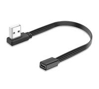 JSADZKJ USB a USB-C Cable de 90 Grados de ángulo Tipo-A 2.0 Macho a USB Tipo C Hembra convertidor Adaptador Corto USBA a Tipo C Cable para PC, Ordenador portátil 20CM (ángulo Recto)