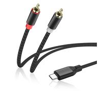 JSADZKJ USB C a 2 RCA cable de extensión de audio,Tipo C macho a 2RCA macho cable de audio estéreo,24K chapado en oro RCA c able de Audio,para el teléfono móvil,amplificador,altavoz 3.28ft
