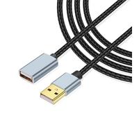 JSADZKJ USB2.0 Tipo A Cable alargador USB A macho a hembra Cable adaptador de nylon trenzado USB A a USB A Cable de transferencia de datos compatible con PC,impresora,Acanner,teclado(9.8Ft/3M)