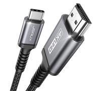 JSAUX 4K Cable USB C a HDMI 1 Metros, UHD Cable Trenzado Tipo c a HDMI [Thunderbolt 3] Compatible con iPhone 16/15, MacBook Pro 2018, MacBook Air/iPad Pro, Galaxy S25/S24/S10/S9 y Surface Book-Gris