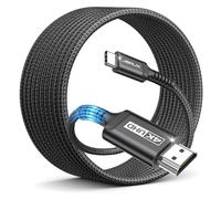 JSAUX 4K Cable USB C a HDMI 4 Metros, UHD Cable Trenzado Tipo c a HDMI [Thunderbolt3] Compatible con iPhone 16/15, MacBook Pro 2018, MacBook Air/iPad Pro, Galaxy S25/S24/S10/S9 y Surface Book-Negro