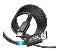 JSAUX 4K Cable USB C a HDMI 5 Metros, UHD Cable Trenzado Tipo c a HDMI [Thunderbolt3] Compatible con iPhone 16/15, MacBook Pro 2018, MacBook Air/iPad Pro, Galaxy S25/S24/S10/S9 y Surface Book-Negro
