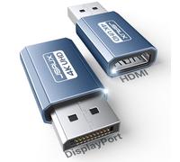 JSAUX Adaptador DisplayPort a HDMI 4K, Pack de 2 Convertidor DP a HDMI para PC a Monitor, Soporta UHD 4K@30Hz/2K@60Hz/1080P@120Hz, Compatible con DELL, HP, GPU, AMD, NVIDIA, Desktop - Azul