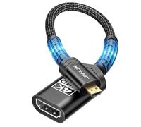 JSAUX Adaptador Micro HDMI a HDMI, 4 K @ 60 Hz HDR 3D 18 Gbps, compatible con Raspberry Pi 5/4, Hero, cámaras A6300 A6400, yoga, odroid, etc., color negro