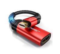 JSAUX Adaptador Mini para Displayport/Thunderbolt a HDMI para MacBook Air/Pro, Microsoft Surface Pro, Monitor, Proyector, PC - 21cm - Rojo