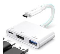 JSAUX Adaptador USB C a HDMI, multipuerto AV digital con HDMI 4K, 100 W PD | USB A 3.0 y 100 W PD; para iPhone 16/15, Samsung S24/23, MacBook, iPad, Dell, Surface y Steam Deck, color blanco