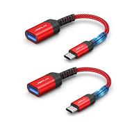 JSAUX Adaptador USB C a USB 3.0 [2 Piezas], Tipo USB C OTG Cable Compatible con iPhone 15 Pro MAX/Plus, MacBook Pro/Air, iPad Pro, Samsung Galaxy S24 S23 S22, Huawei P40 P30-Rojo