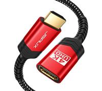 JSAUX Cable alargador HDMI 2M 4K @60Hz 2K @144Hz HDR High Speed HDMI 2.0 macho a hembra soporta 3D 18 Gbps ARC Ethernet compatible con TV Stick Roku Fire Stick Blu Ray PS3 PS4 Rojo