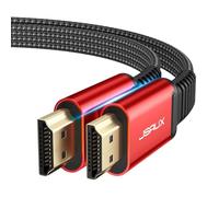 JSAUX - Cable HDMI 4K 3meter, cable plano HDMI 2.0 nailon trenzado soporte 4K@60Hz 3D HDR UHD 2160p 1080p Ethernet ARC - Cable HDMI para reproductor Blu-Ray/PS3/PS4/Netfix/Fire TV/pantalla - rojo