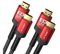 JSAUX Cable HDMI 8K de 7,5 metros, 2 unidades, 4K y 8 K, HDMI 2.1, 48 Gbps, alta velocidad, 4 K @ 120 Hz, 144 Hz, 8 K @ 60 Hz, HDCP 2.2 y 2.3, HDR 10+, eARC compatible con monitor UHD TV PS5 PS4 Dolby