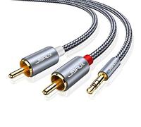 JSAUX Cable Jack 3.5mm a 2 RCA, Cable de Audio 2RCA a Jack 3.5mm Macho Cable Cinch de Conector Minijack Audio Estéreo Cable para HiFi Sonido Móvil Tablet PC iPod Amplificador Altavoz TV DVD-2M