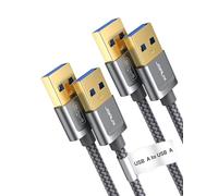 JSAUX Cable USB 3.0 Tipo A macho [1M+2M], Cable de datos SuperSpeed 5 Gbps chapado en oro para Ordenador, Portátil, Disco Duro Externo, DVD, Refrigeradora, Hubetc- Gris