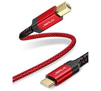 JSAUX Cable USB B a USB C de 10 pies, cable de impresora USB C compatible con MacBook Pro, HP, Epson, Canon, Brother, Lexmark, impresoras Xerox y escáner, color rojo