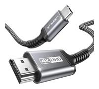 JSAUX Cable USB C a HDMI 3 Metros, Tipo C a HDMI 4K@60Hz compatible con 4K@30Hz para Thunderbolt 3, iPhone 17/16 Pro, MacBook Pro/Air, iPad Pro, Galaxy S25/S24/S10/S9, Surface Book -Gris