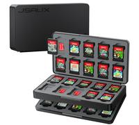 JSAUX Caja para Tarjetas de Juego Compatible con Nintendo Switch 2 (2025), Switch OLED y Lite, Game Card Case Estuche rígido para 40 Cartuchos y Tarjetas Micro SD, Accesorio para Switch - Negro