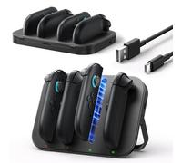 JSAUX Cargador Compatible con Nintendo Switch 2 JoyCon, Estación de Carga Magnética 4 en 1 con Soporte Ajustable e Indicador LED, Cargador de Mandos JoyCon para Switch 2 con Cable USB C